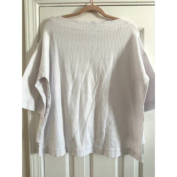IRIDIUM Magnolia Ribbed White Oversized Hi-Lo Hem Top - Sz Small - Picture 4 of 4